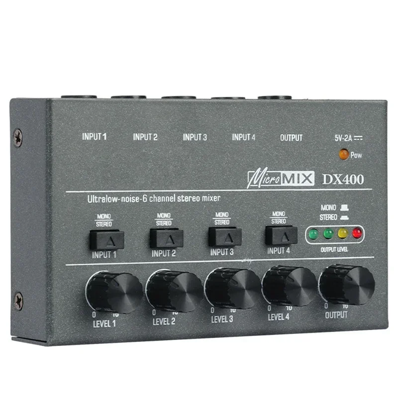 

Upgraded DX400/600/800 Ultra Low Noise 4/6/8 Channel Line Mixer Mini Sound Mixer Power Supply DC5V Easy Operation Audios Mixer