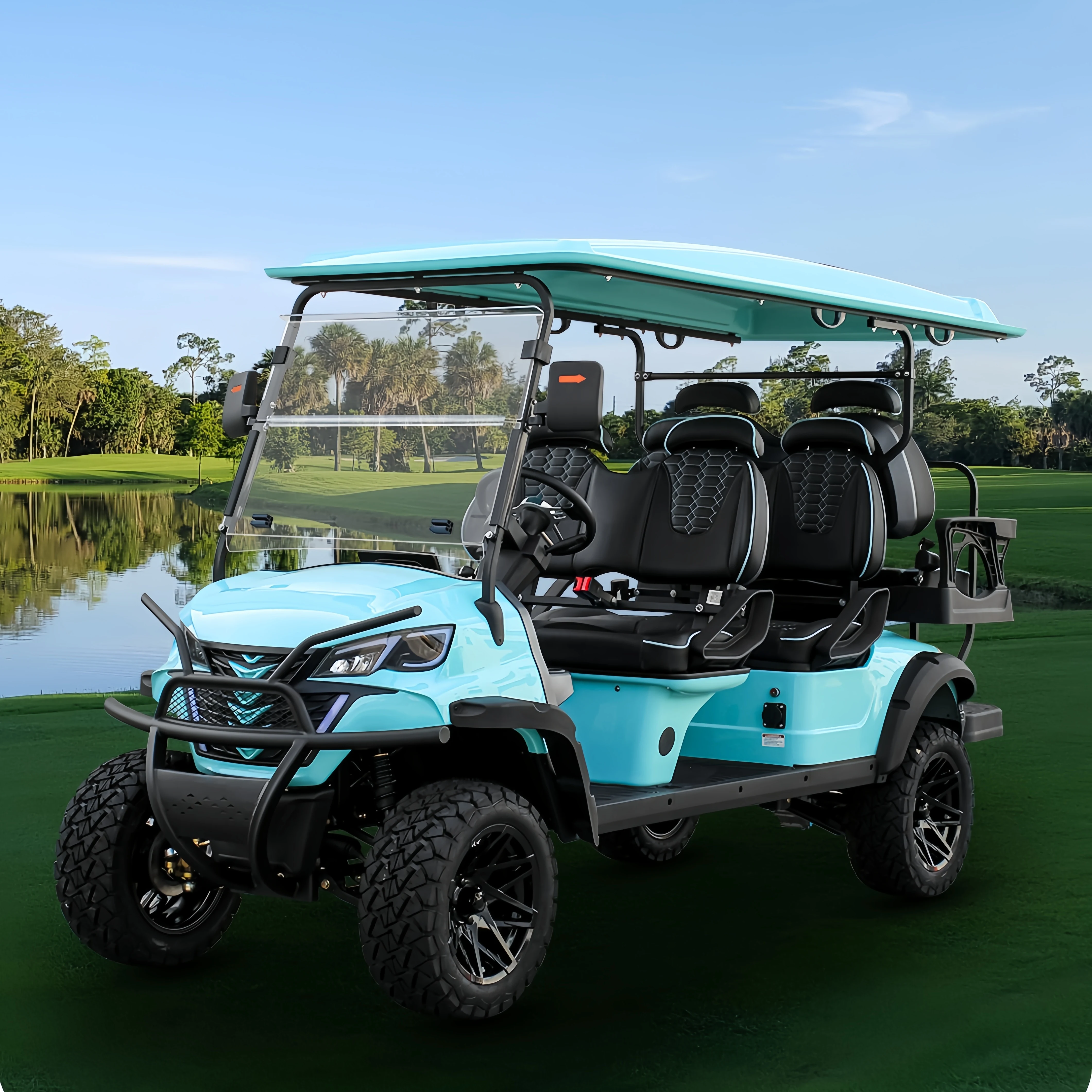 6-Passenger Electric Golf Cart 4+2 Seater with 5KW Motor 48V Battery Voltage