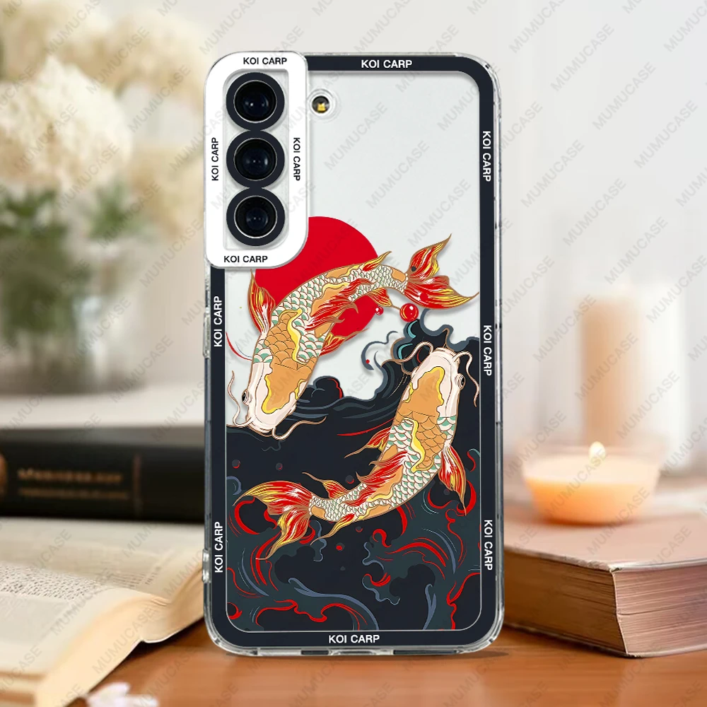 Case For Samsung Galaxy S24 S20 S21 FE S22 S23 Ultra A32 A33 A50 A52 A53 A73 A54 A14 Soft Cover Koi Carp