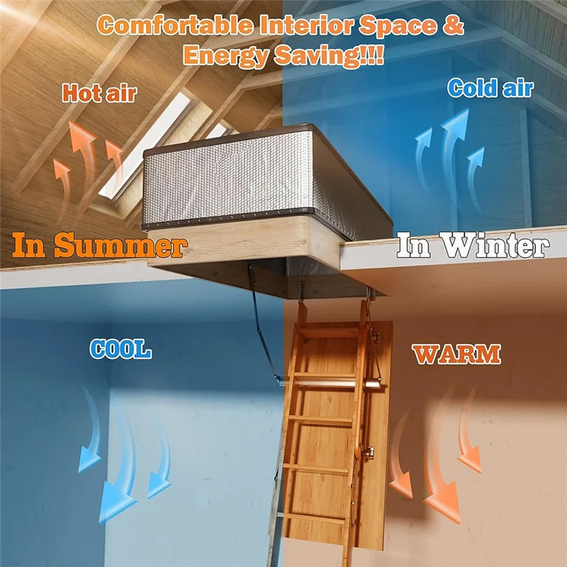 Attic Stairs Insulation Cover 25x54x11In for Pull Down Stairs, Reflective Radiant Barrier Reflects 95% of Radiant Heat