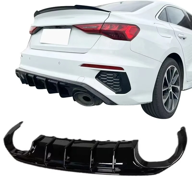 

New A3 S3 ABS Glossy Black Rear Bumper Splitter Lip Diffuser Carbon Fiber Texture Diffuser for A3 S3 2008-2024