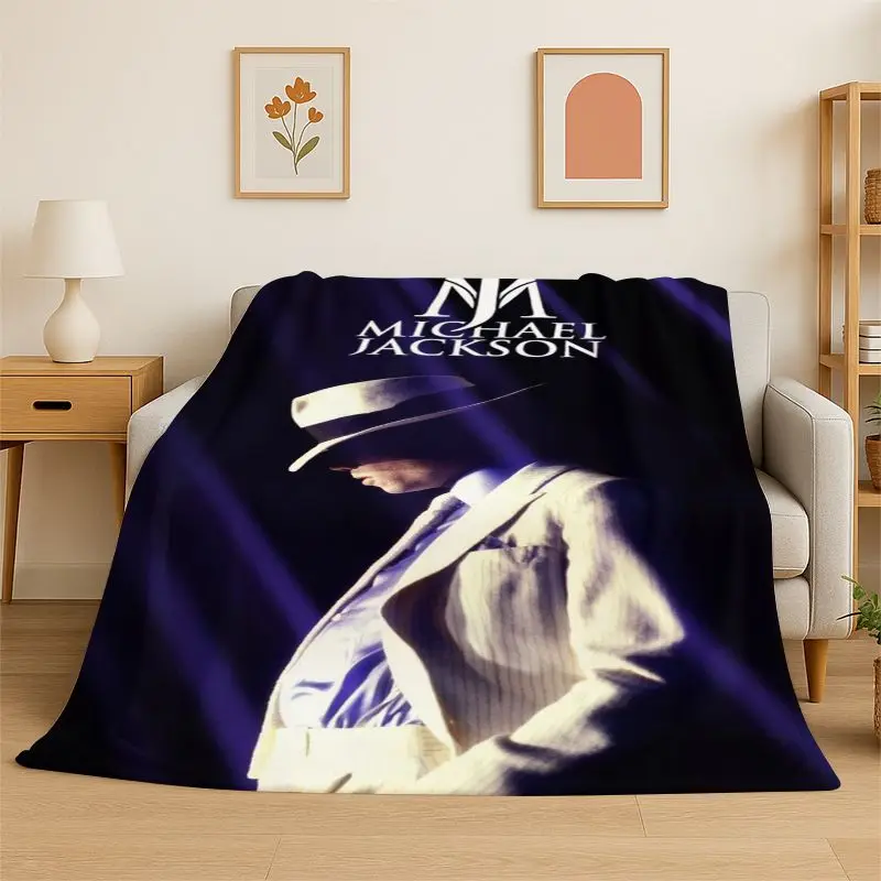 King of Pop Star MJ Michael Jackson Flannel Blanket Soft Warm Throw Blanket for Bedroom Living Room Bed Travel Camping Picnic
