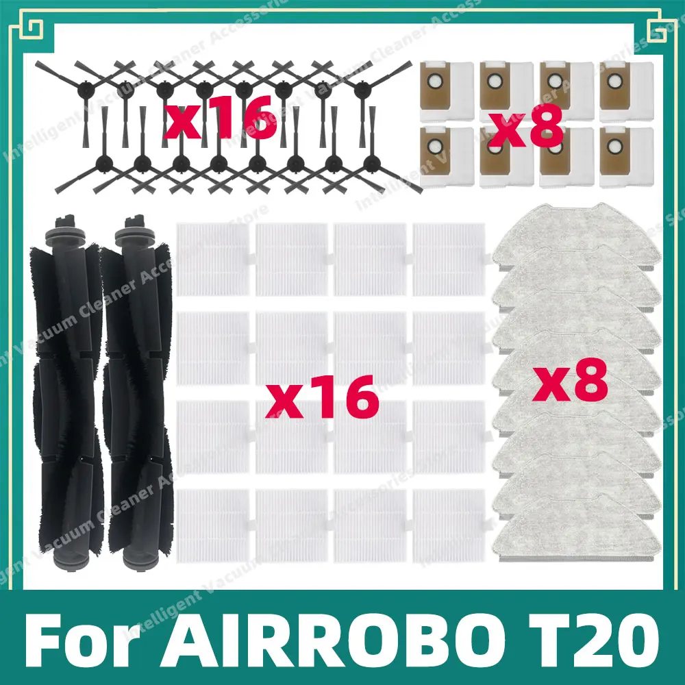 Piezas de Repuesto compatibles con AIRROBO T20, cepillo lateral principal, filtro Hepa, mopa, paño, bolsa de polvo, accesorios