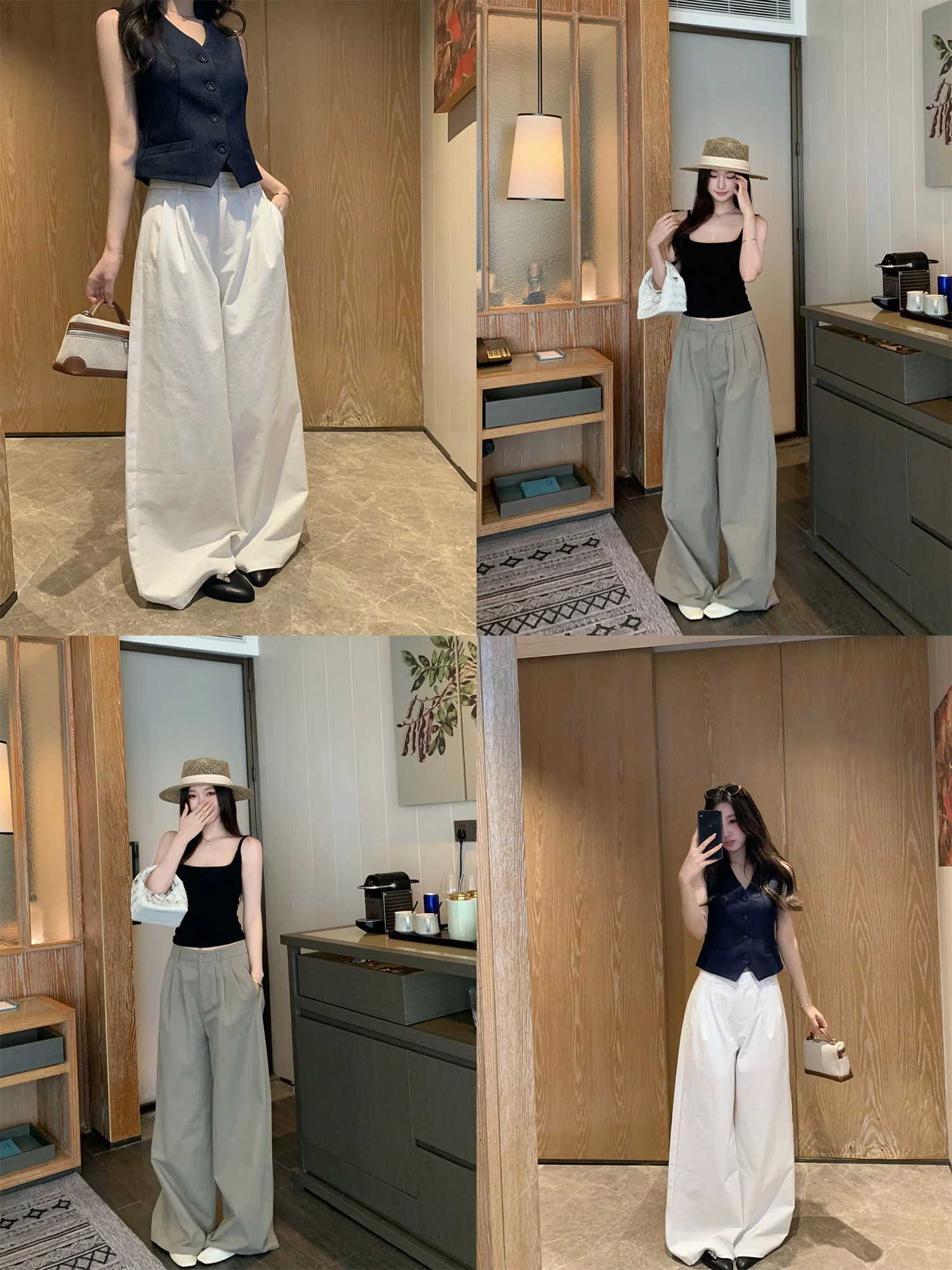 

High Waist Wide Leg Pants Casual Straight Cut Women's Lazy Style Loose Fit High Waist Wide Leg Trousers Athflow by Chinmi Fan