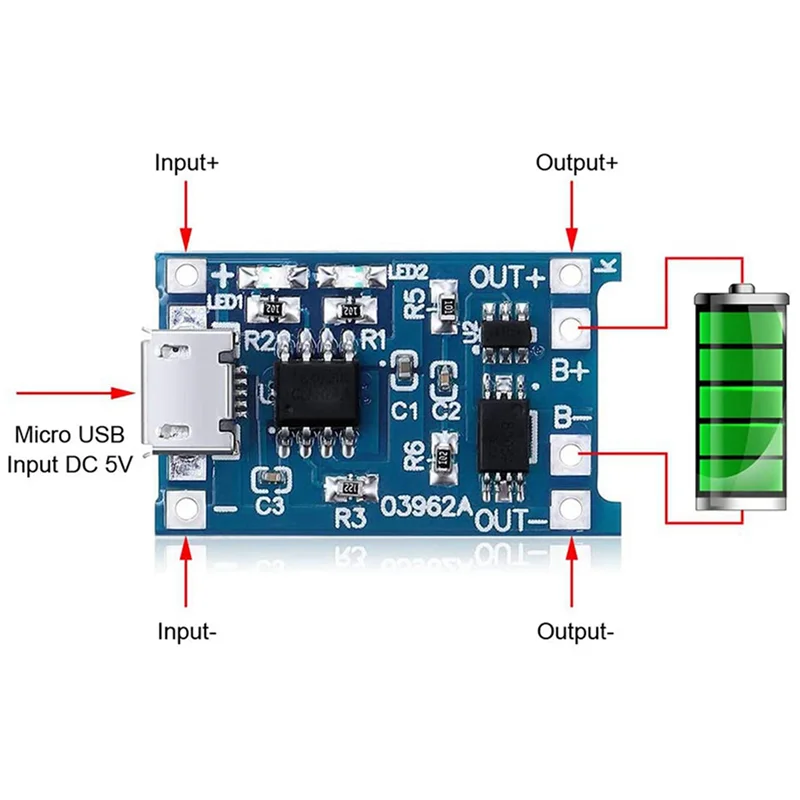 ABGI-12PCS For TP4056 Charging Module With Battery Protection 18650 BMS 5V Micro-USB 1A Charge Board For 18650