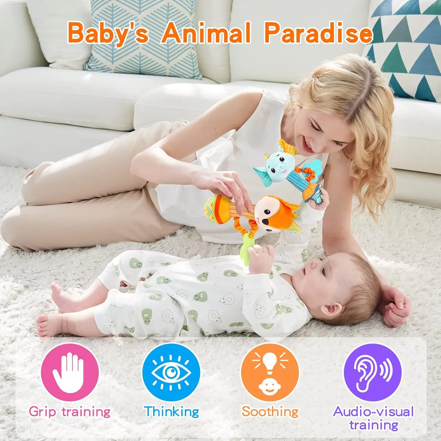 Sonagli per bambini Morbida presa a mano Shaker sensoriale Giocattoli per la dentizione per neonatiGiocattoli animali di peluche sensoriali per 0 12 mesi Giocattoli per neonati Regali