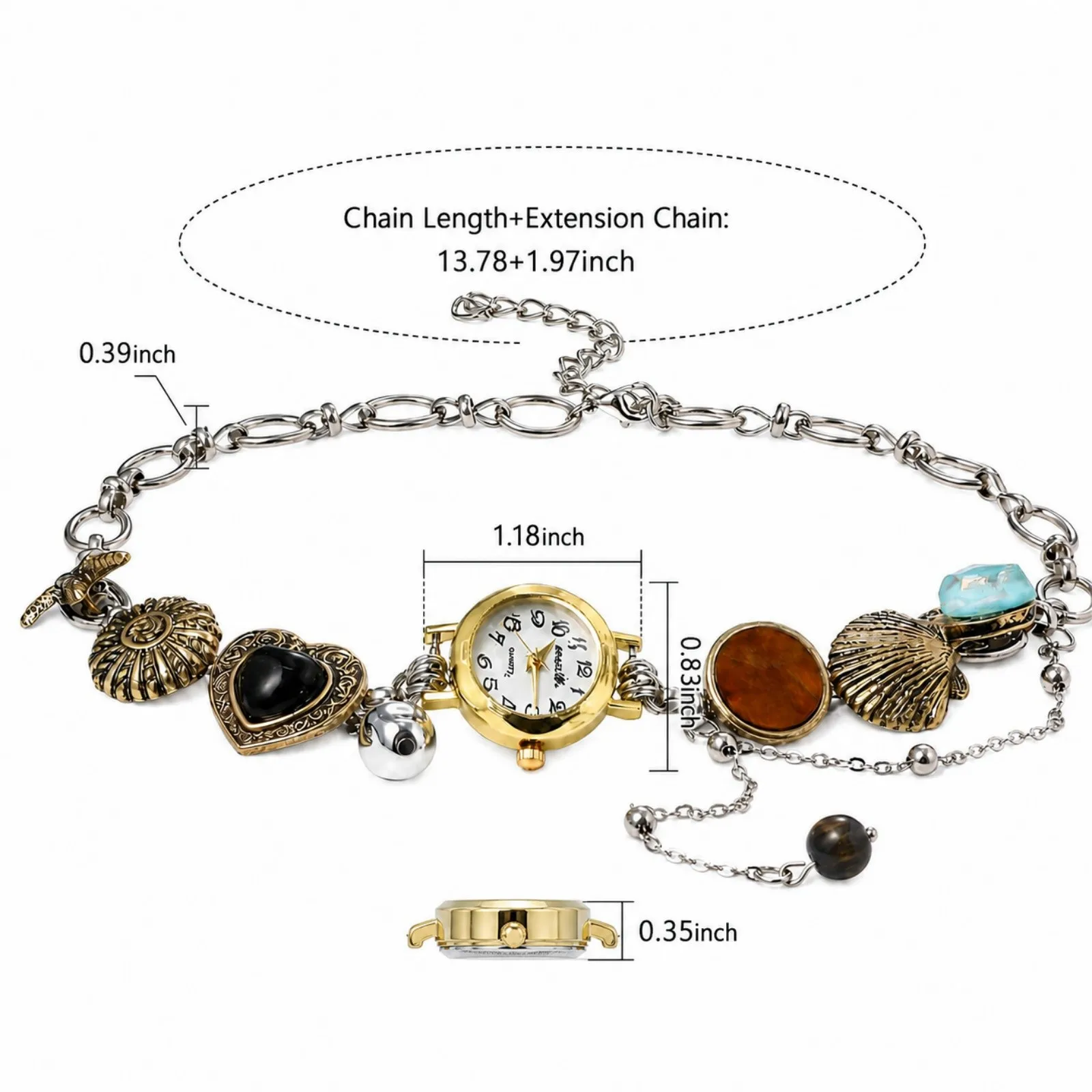 Womens Vintage Ocean Theme Quartz Necklace Watch Stainless Steel Choker Pendant Chain Watches Fashion Jewelry Xmas Gift - view 4
