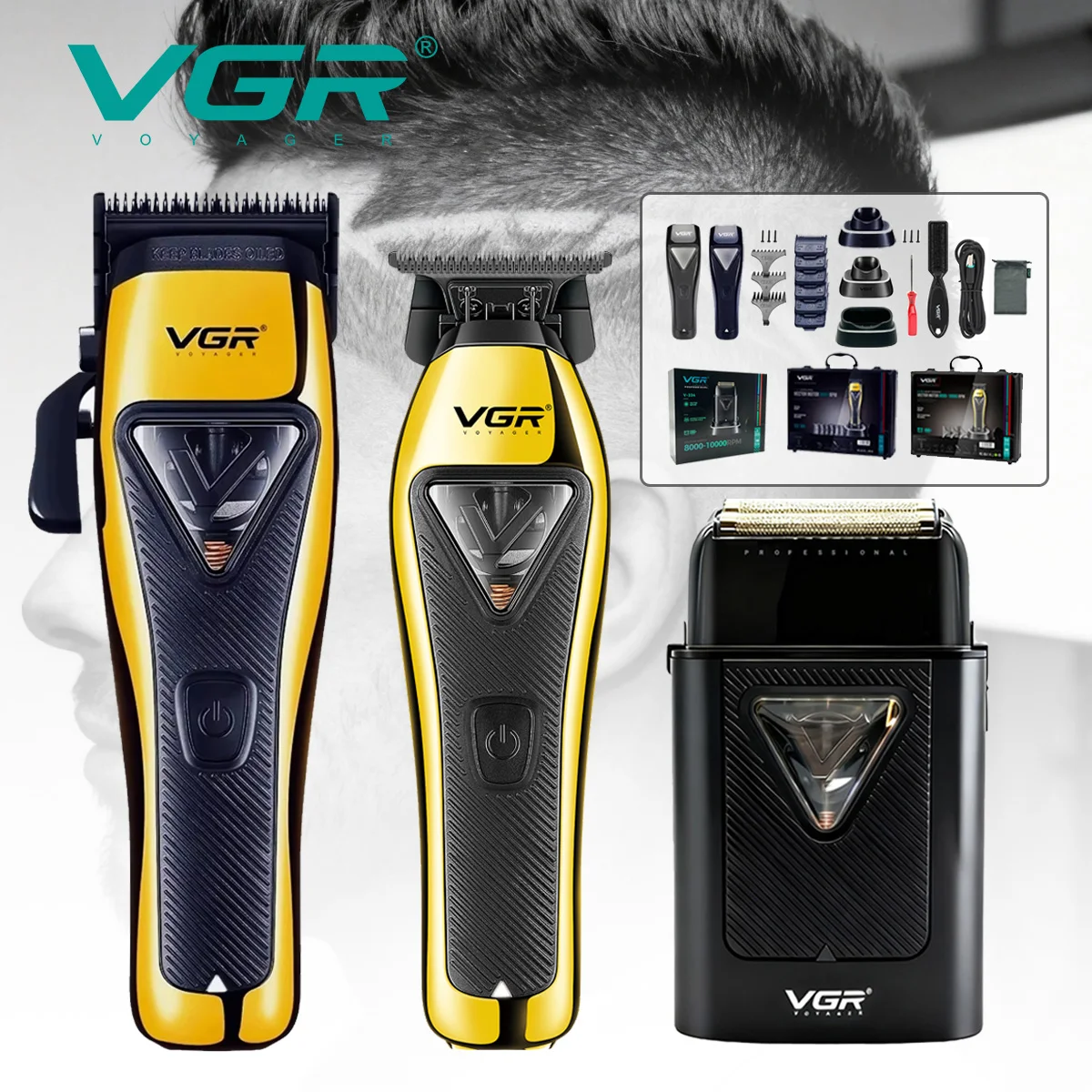 

VGR Триммер для волос Профессиональный Машина для стрижки волос Аккумуляторный Триммер для бороды Электрическая машинка для стрижки Векторный двигатель Триммер для мужчин V-015 V-994