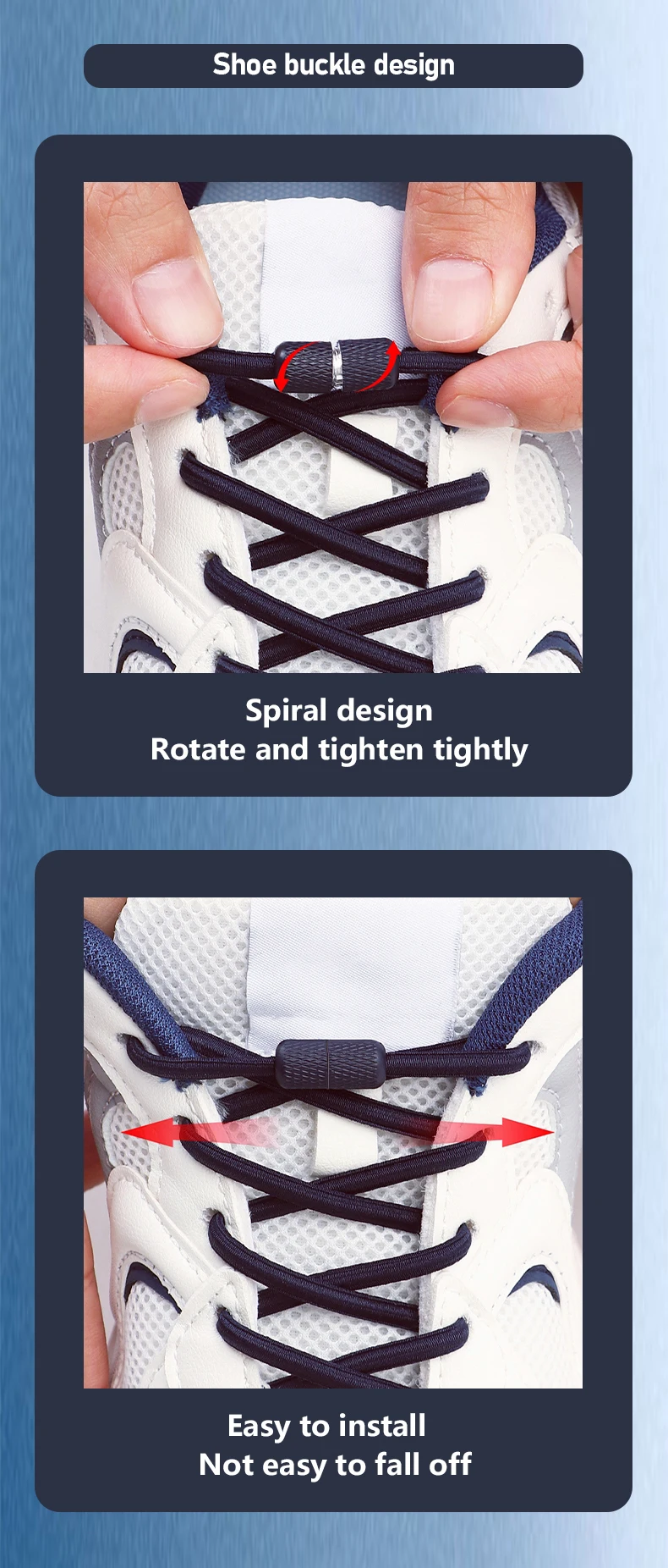 1Pair Round Elastic Laces No Tie Shoelaces Metal Capsule Buckle Shoelace Without Ties Sneakers Basketball Laces Shoe Accessories