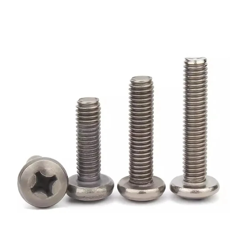 M1-M4 TA2 Pure Titanium Pan Head Cross Recessed Screws / Phillips Drive Titanium Machine Screws for Electronics & Medical Device