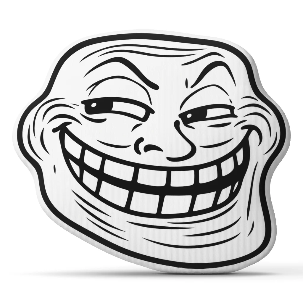 Troll Face Meme Shaped Pillow Funny Grinning Cushion Irregular Stuffed Throw Pillow for Sofa Home Decor Internet Humor Gift