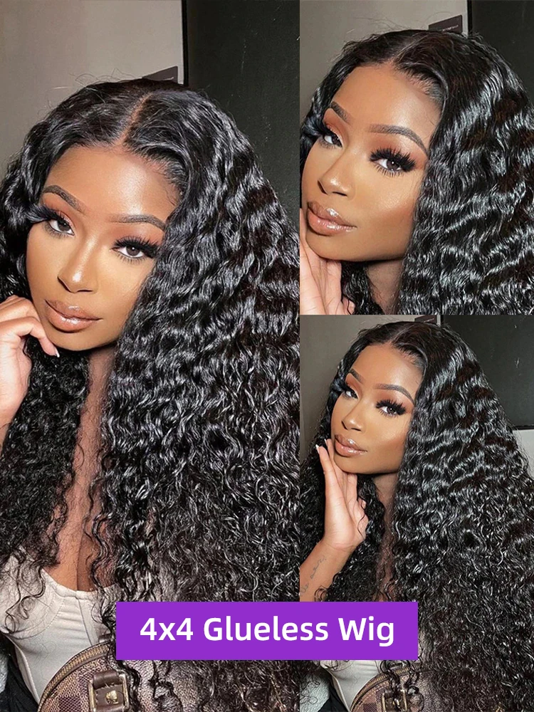 Brazilian Water Wave 4x4 Glueless PrePlucked Transparent 5x5 Curly Lace Frontal Wig human hair wigs