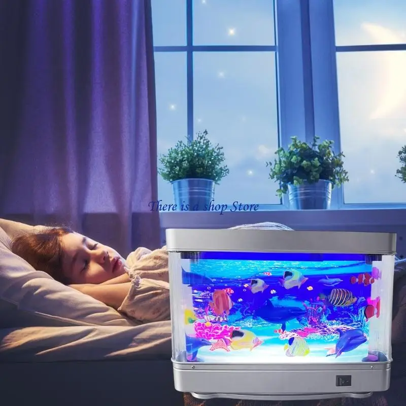 D0AD Life Like Aquarium Fish Lamp LED Night Light With Moving Fish Soft Glows USB Fish Lamp for Home Decors Gifting Supply