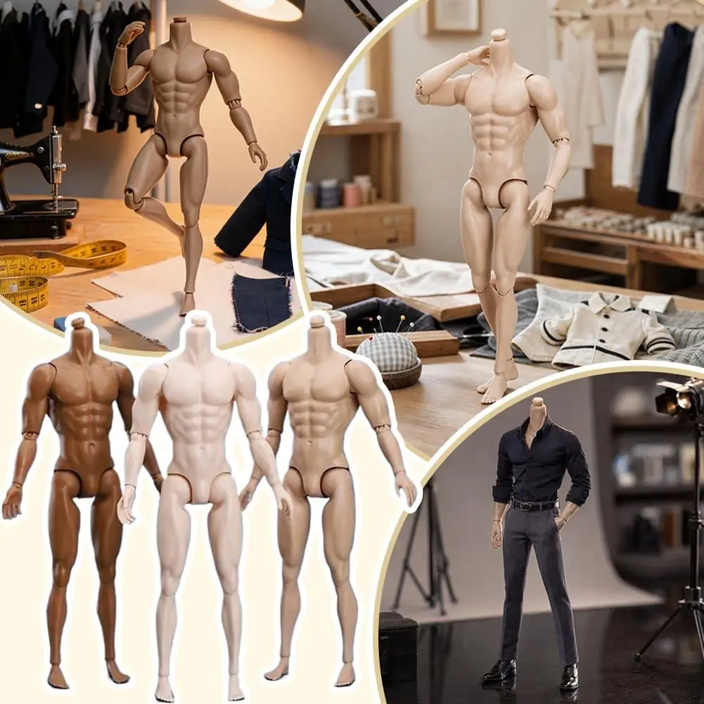 New 30cm Height Male Body 1/6 Male Doll Strong Man White/Normal/Tan Skin Multi-jointed Movable Doll's Accessories Body DIY Toy