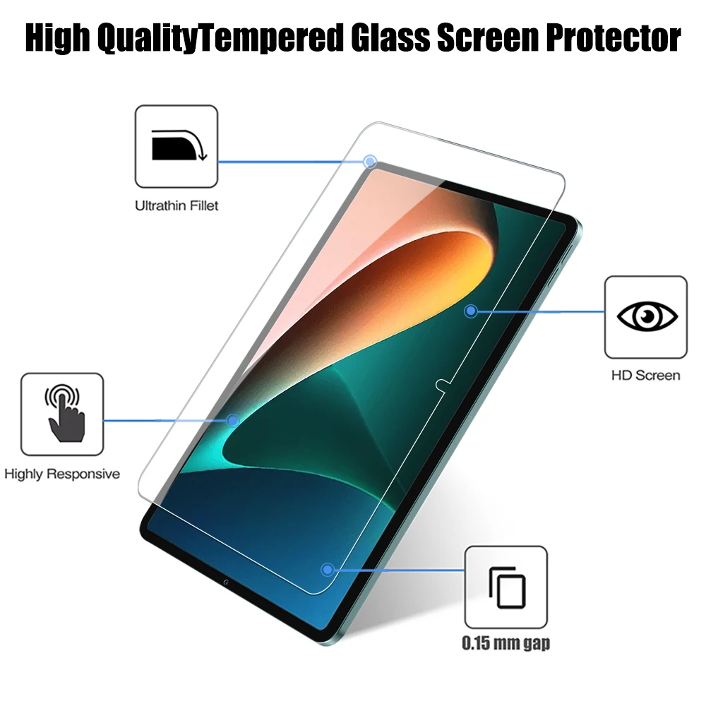 2pcs Tempered Glass Screen Protector For Xiaomi Pad 5 6 Glass Protector MiPad 5/6 Pro Redmi Pad 6s Pro 12.4 9H Protective Film