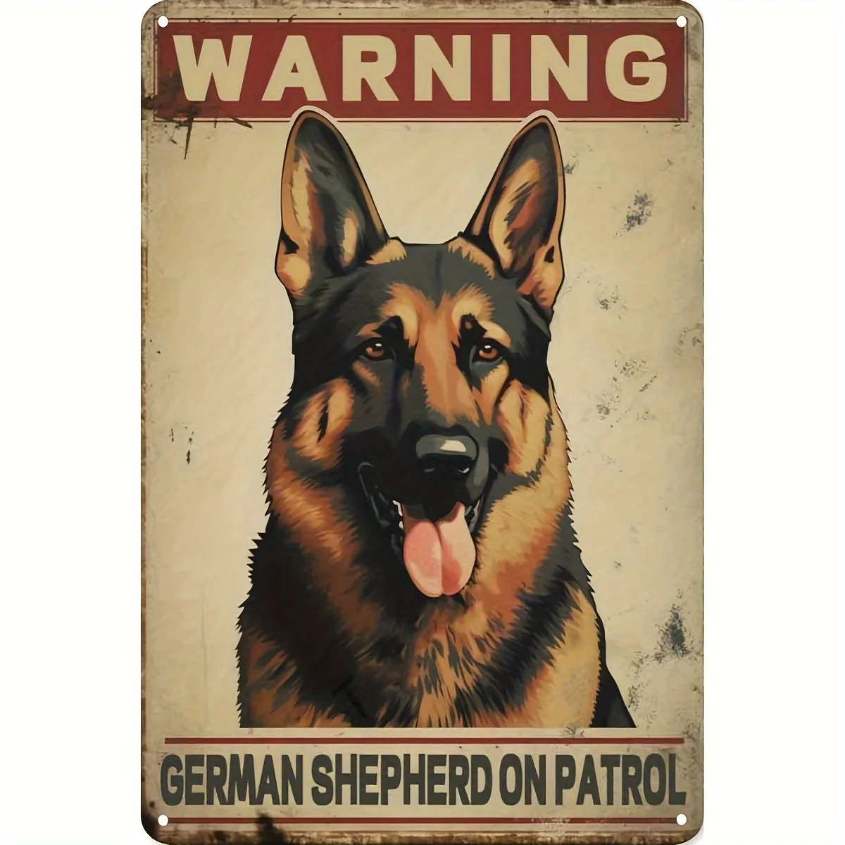 Vintage German Shepherd Warning Sign -  Tin Wall Decor with 