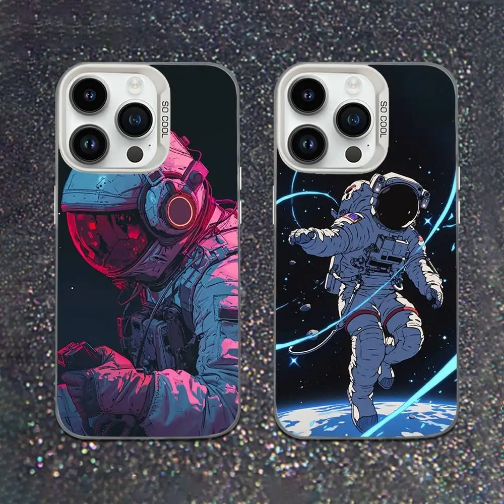 

Cute Cartoon Astronaut Phone Case For iPhone 16,15,14,13,12,11,Mini,Pro,XS,SE,MAX White Matte Shockproof Cover