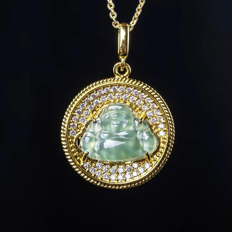 S925 Silver New Natural Real Emerald Maitreya Buddha Pendant Jadeite Necklace Jewelry Charm Designer Luxury Gifts Women Men