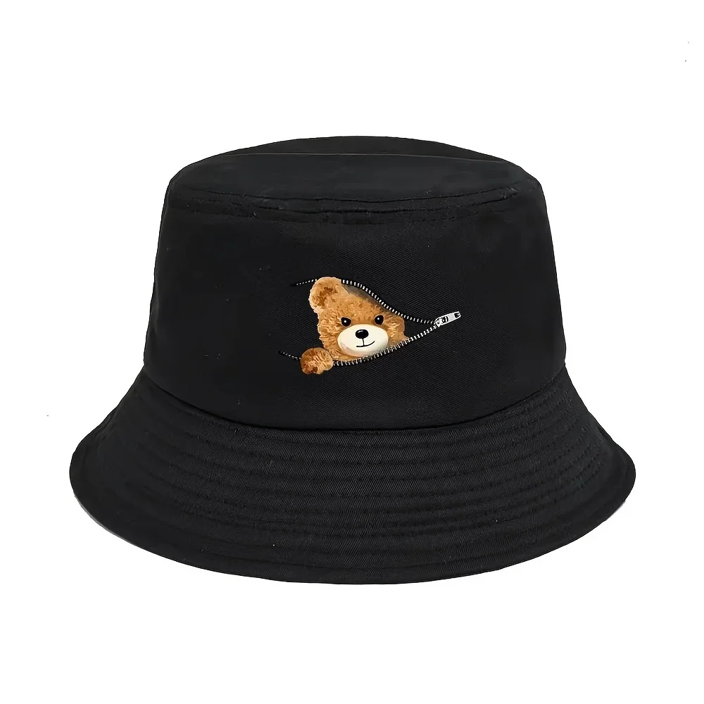 Teddy Bear Harajuku Daily Summer Fisherman Hats Outdoor Sun Harajuku Fishing Hunting Cap Hip Hop Versatile Cool Men Ladies Hat