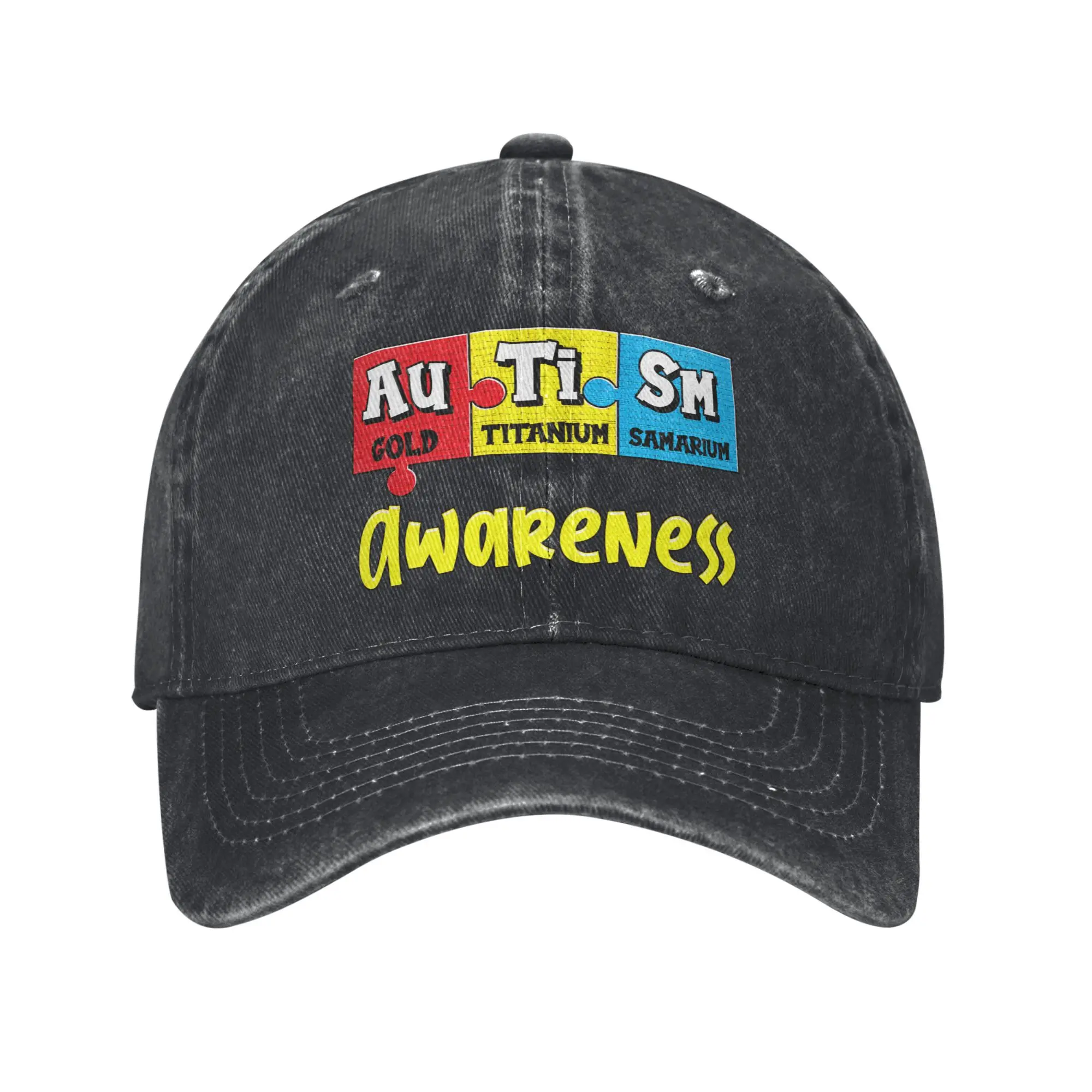 Autism Awareness Puzzle Chemical Periodic Table Baseball Cap Sun  Hiking Fishing Adjustable Washed Hats Unisex Men Baseball Caps