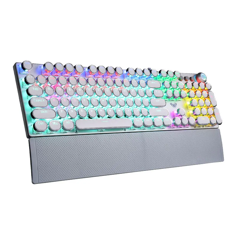 F2088 Mechanical Keyboard Round 104 keys Blue Mechanical Switch Gaming Keyboard RGB Backlit Ergonomic Design