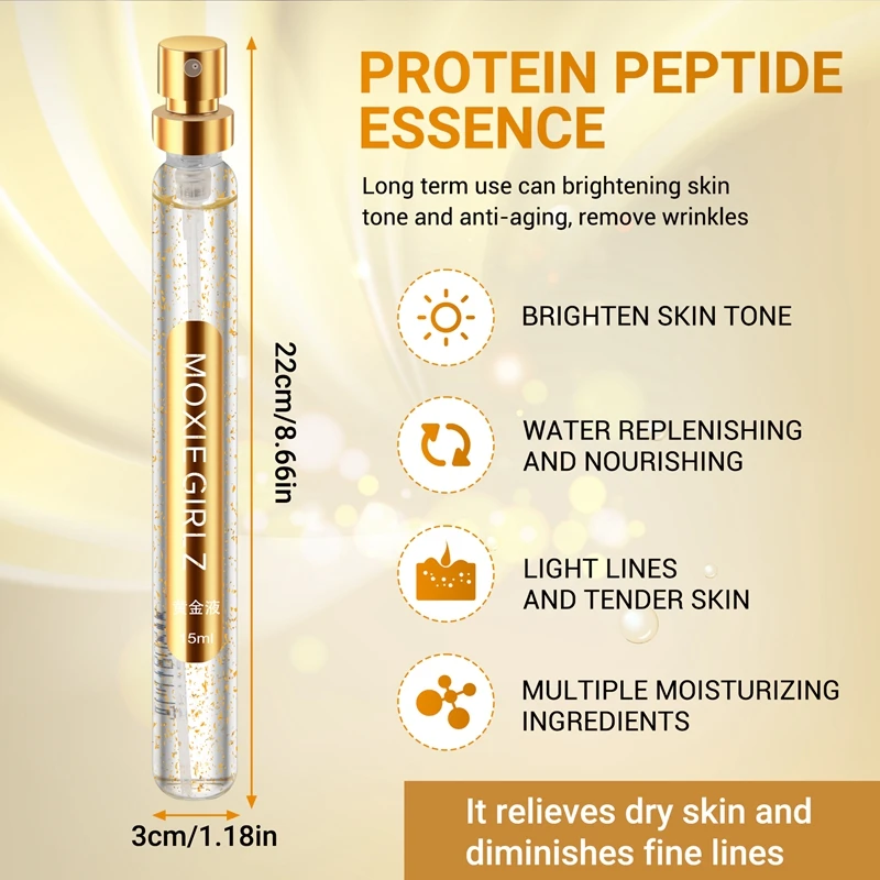 MOXIE GIRLZ Protein Peptide Essence Firming Skin Anti-Wrinkles Skin Care Golden Protein Lines Pure Collagen Whitening Face Serum