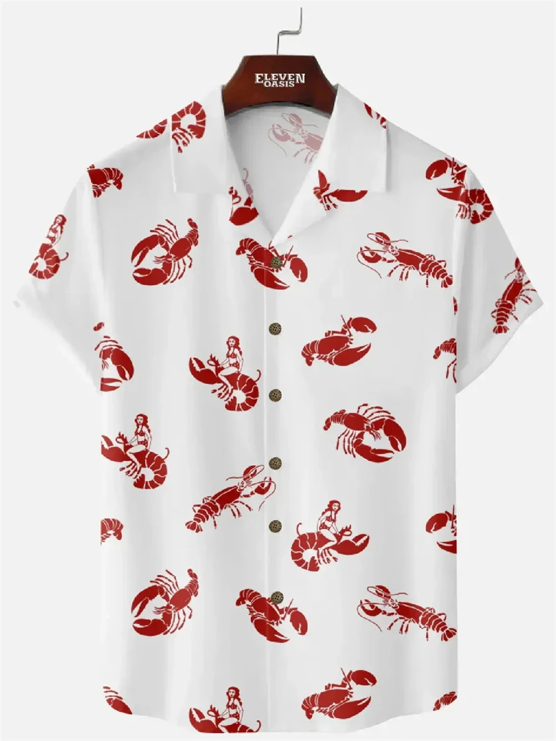 

Carnival Lobster Graphic 3d Print Hawaiian Shirt Fashion Short Sleeve Large Size Shirts Vacation Casual Graphic Men Women Tops