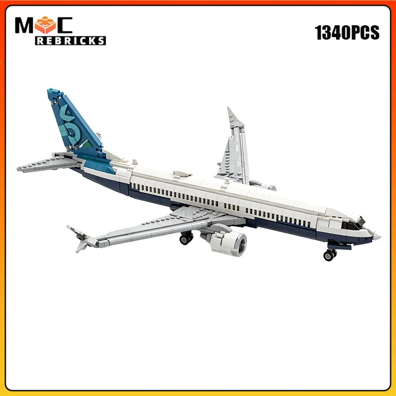 MOC City 737 MAX 8 Factory Livery Passenger Jet Airplane Transport DIY Building Blocks Bricks Toy Model Construction Gift