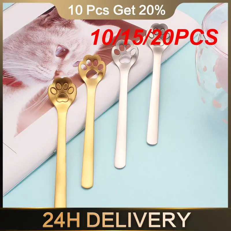 

10/15/20PCS Dog Cat Paw Spoon Creative And Fun Unique Stainless Steel Coffee Spoon Gold Spoon Pet Lovers Must-have