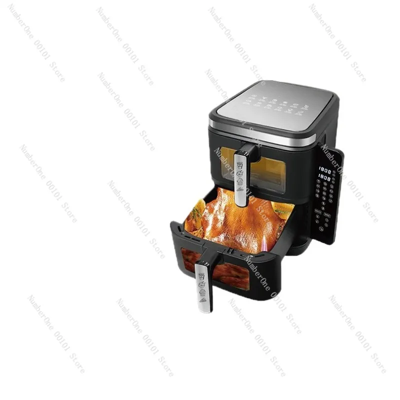 Double-Layer 12L Air Fryer,6L+6L Dual Basket Design,European Standard Oil-Free Smokeless Cooker,Multi-Functional Smart Kitchen