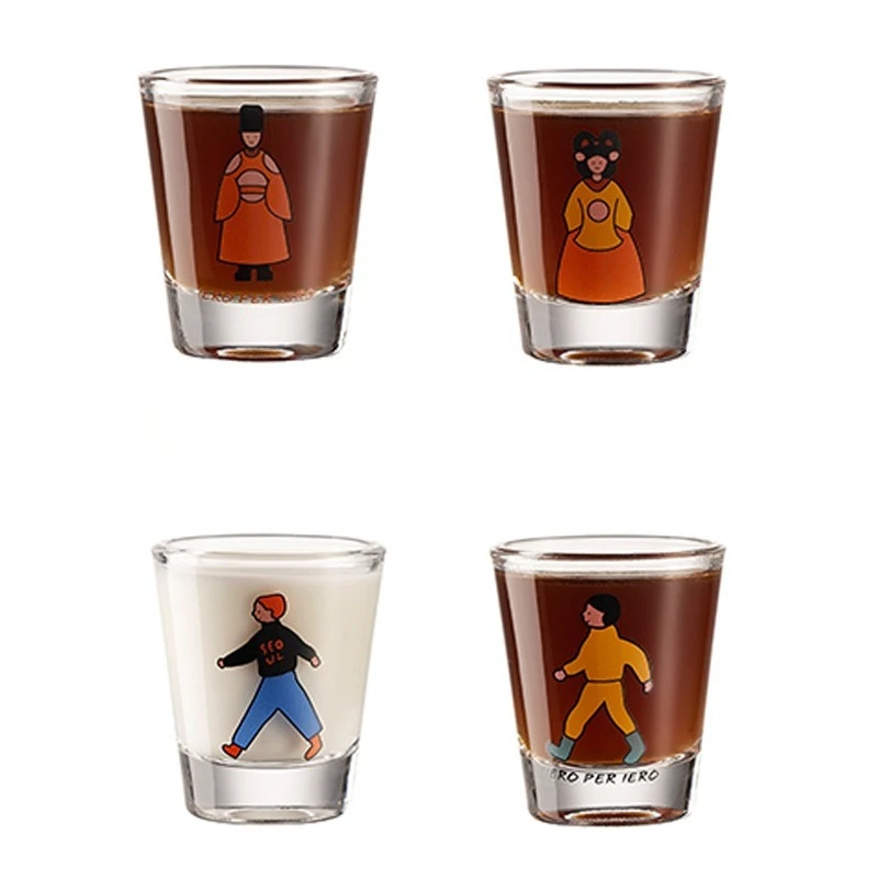 

45ml 2oz Soju Glass Shot Glass Milk Wine Coffee Cups Korean American Coffee Mugs Couple Spirits Liquor Cup Drinkware Teaware