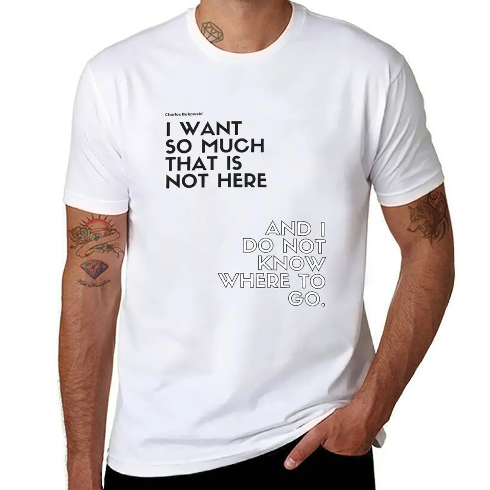 

for Charles quote graphic soft t anime man shirts cotton tshirt T-Shirt man shirt t Bukowski