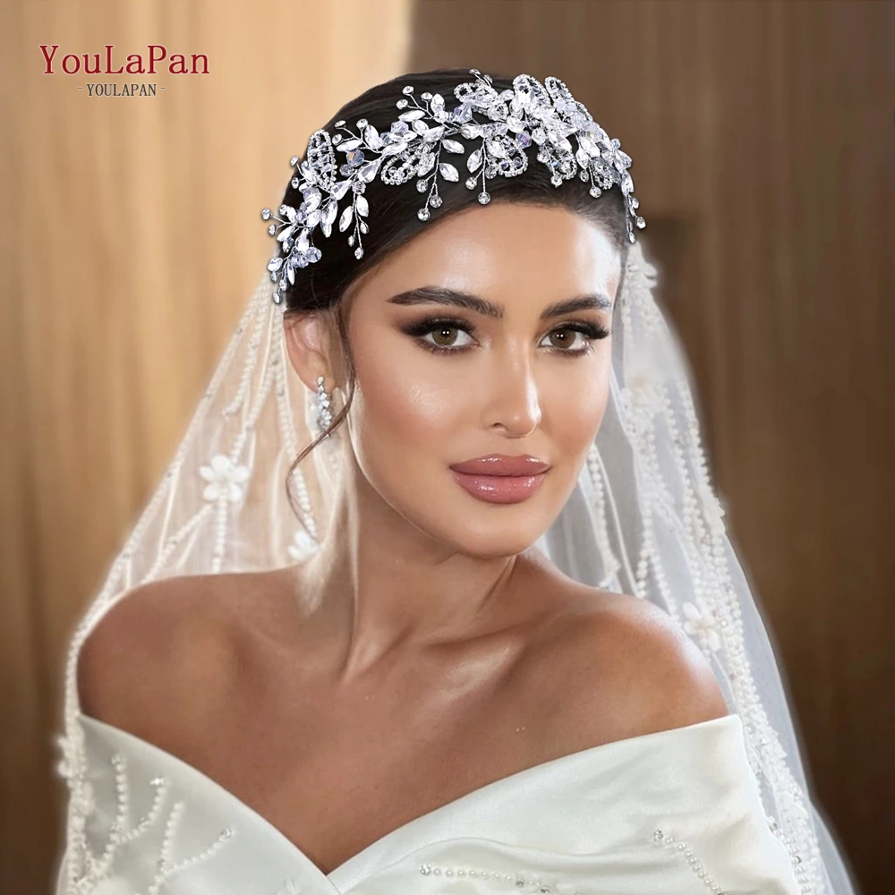 

YouLaPan Bridal Wedding Exquisite Hairbands Handmade Diamond Weaving Elegant Ladies Banquet Dancing Party Hair Accessories HP743