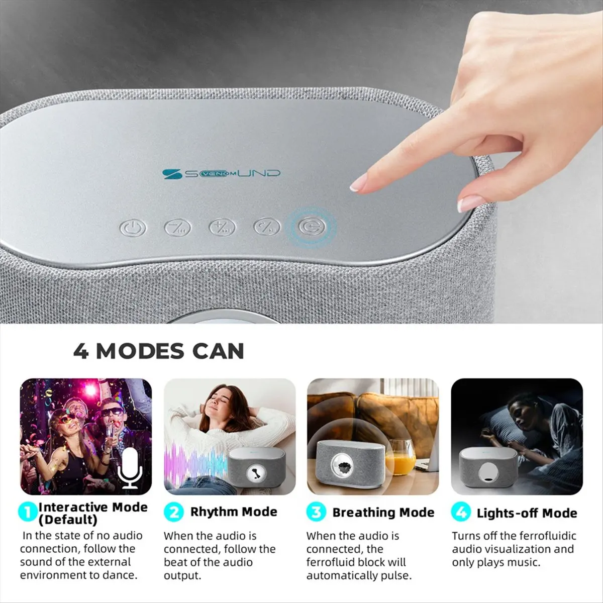 CH◆☆§ Magnetic Speaker - Wireless Bluetooth, Subwoofer, Desktop Rhythm Music System for Living Room,Gray (EU)~HOT SALE