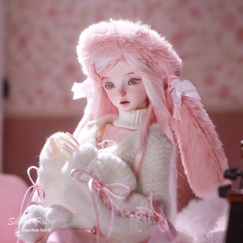 Muñeca articulada de resina Bjd 1/4 Original y oficial, Yurou con gorro con orejas de conejo rosa, edición limitada coleccionable