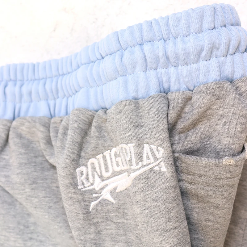 New Rough Play Washed Raw Hem Street Shorts Men Women Letter Print Embroidery Drawstring Zip Pocket Sweat Shorts