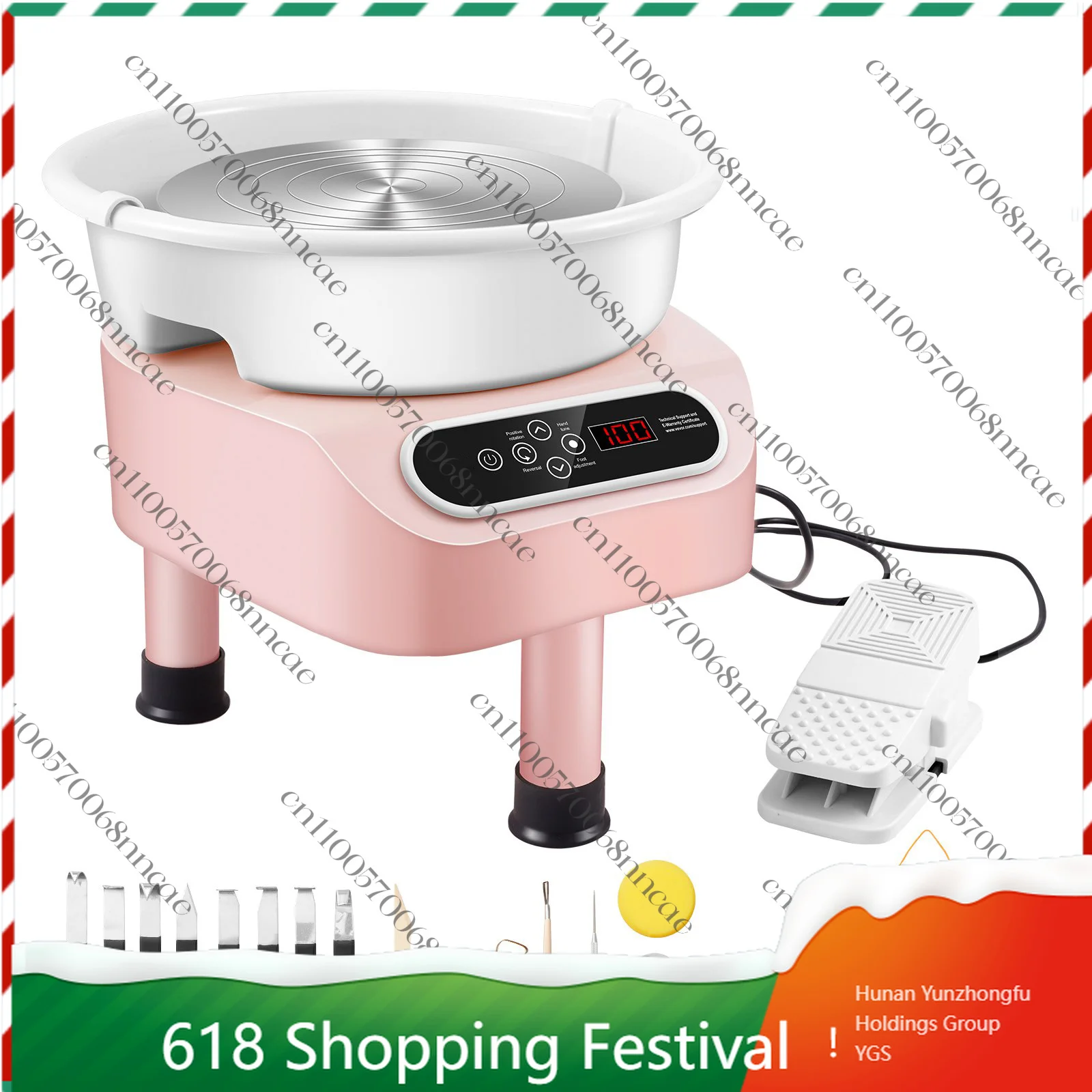 450W Direct Drive Pottery Wheel, 28cm Ceramic Wheel with LCD Screen & 3 Support Legs