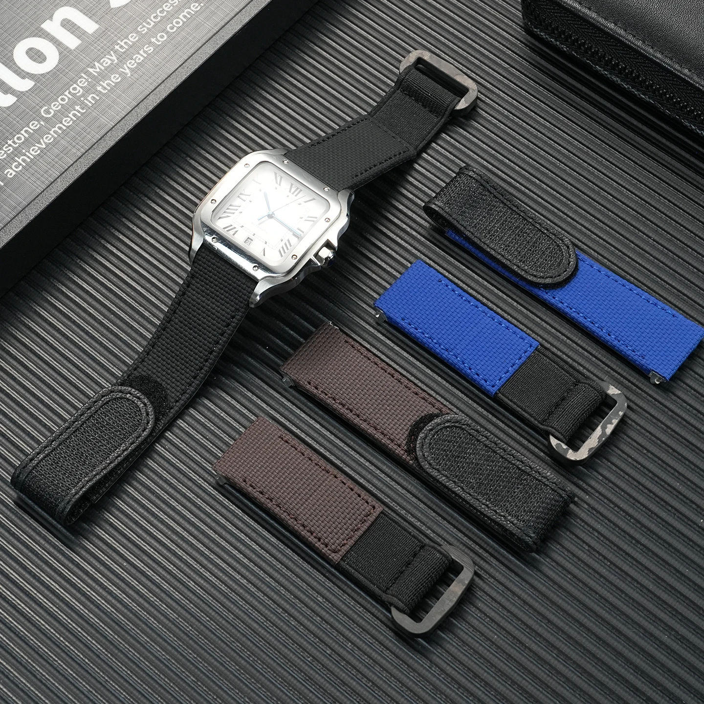 Alta calidad para Cartier specific Sandus correa de reloj de cuero genuino de caucho fluorado de liberación rápida con grano de cabeza de acero inoxidable