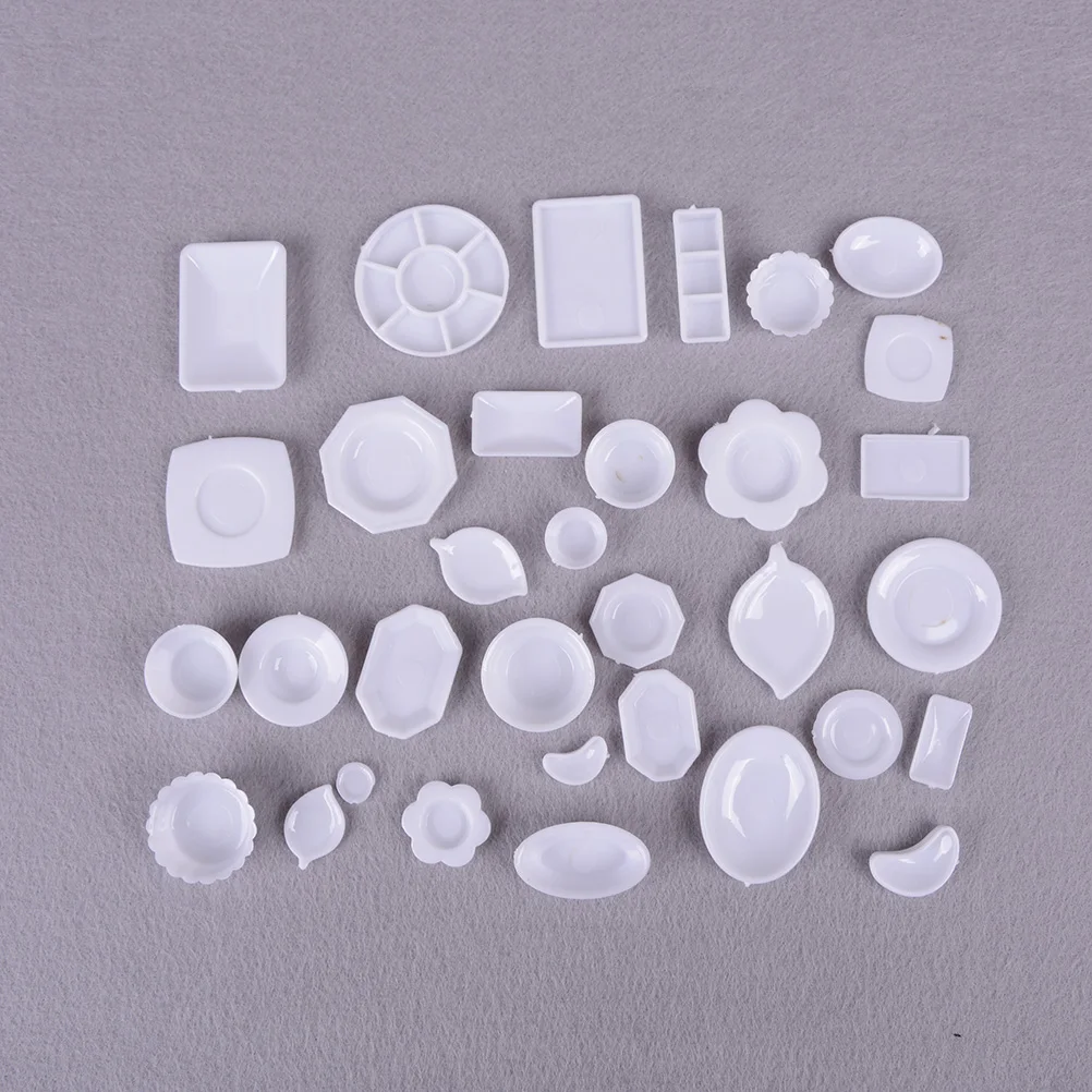 New-33Pcs Random Dollhouse Miniature Plates & Dishes Model Mini Simulation Kitchen Utensils Tableware Toys Accessories