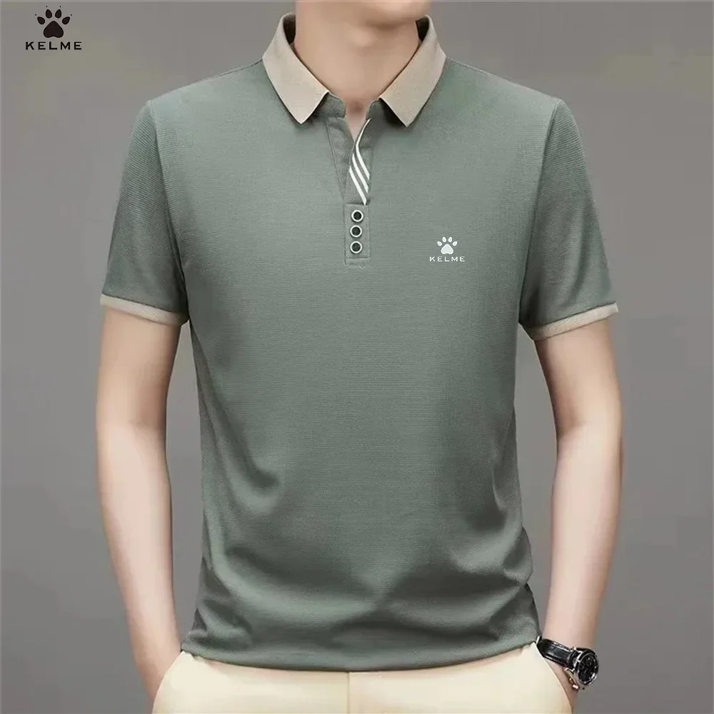 KELME Men's Golf Short Sleeved POLO Business Casual Pelf Fashion Polo Summer Popular T-shirt Golf Men's Polo Top