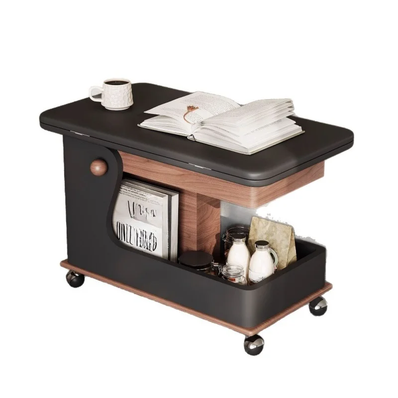 wood lifting edge table movable trolley sofa side cabinet living room household small apartment storage coffee table
