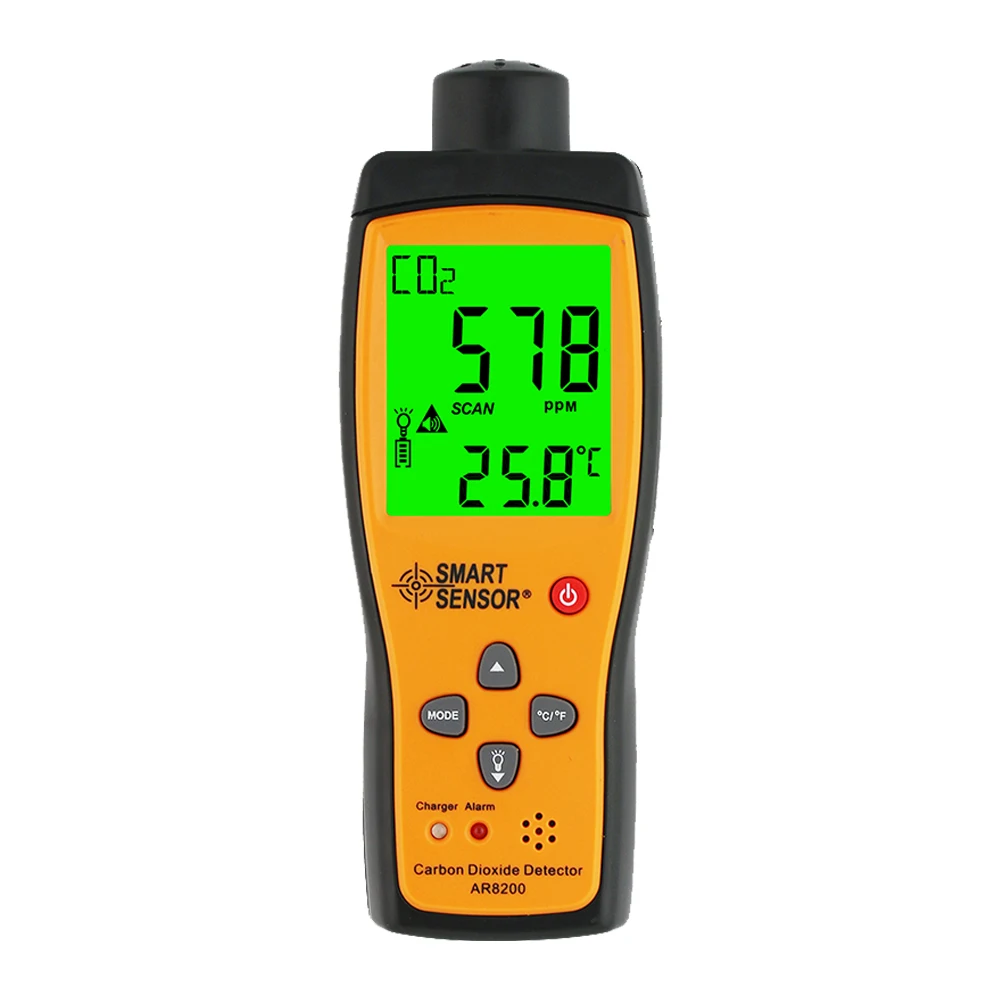 Professional Gas Analyzer CO2 Meter Monitor Gas Detector Carbon Dioxide Detector Indoor Air Quality Monitor CO2 Tester AR8200