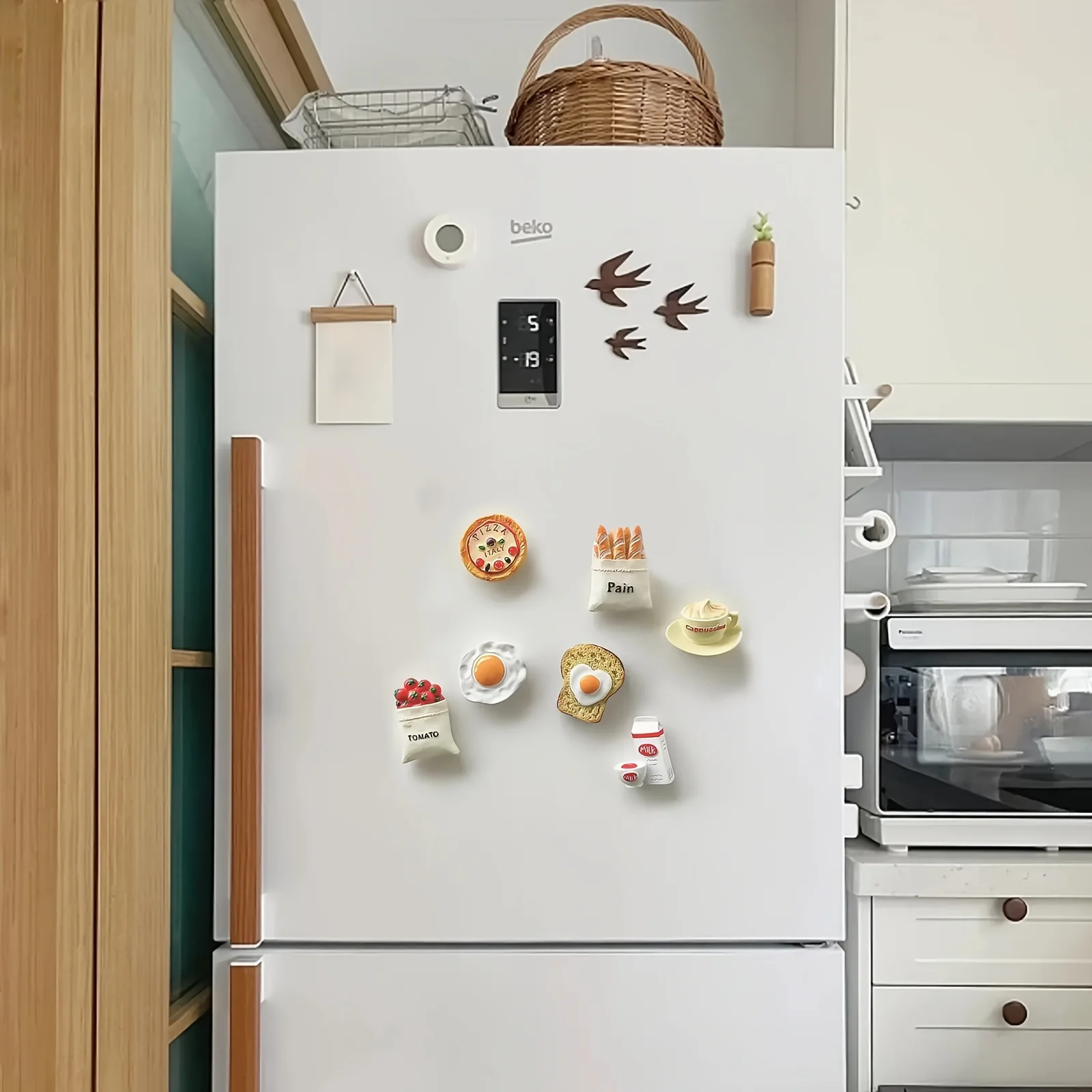 5 قطع من مغناطيس تزيين الطعام - طماطم واقعية، بيض، معجنات، مغناطيس ثلاجة زجاجة دواء - للمطبخ، المكتب، النوم #4