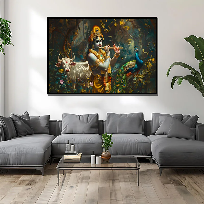The Krishna Radha Hindu God Saraswati Poster Canvas Painting Print Religious Wall Art Picture for Living Room Home Decor