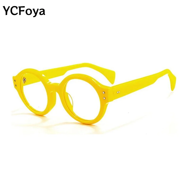 High-Quality Round cetate Colorful Glasses Frame Men Women Large Face Slimming Fashion Optical Prescription Eyeglass HL56037