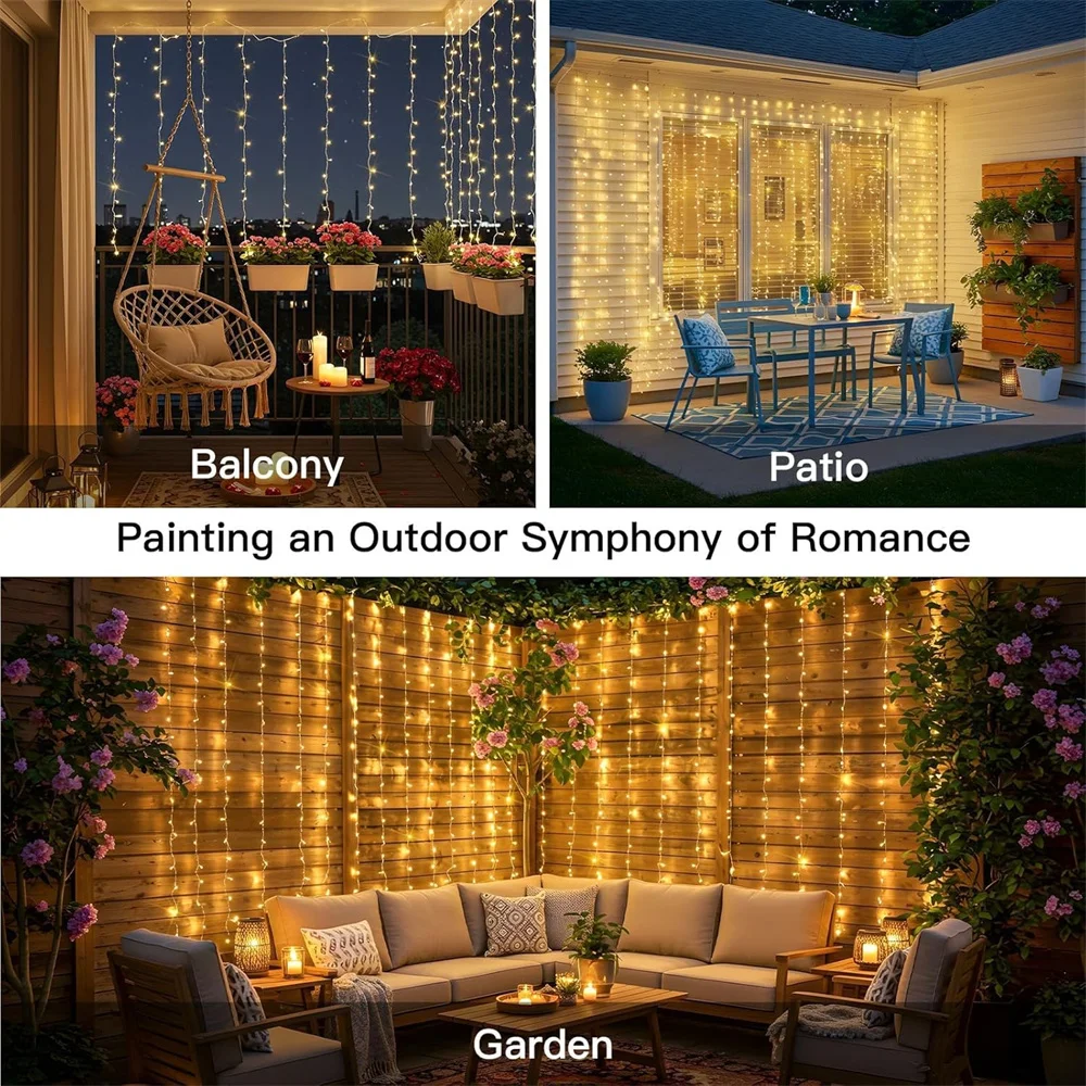 Remote Control Curtain Lights 12Mx3M EU/US Plug in Fairy Light for Window Bedroom Wall Christmas Wedding Decors Warm White