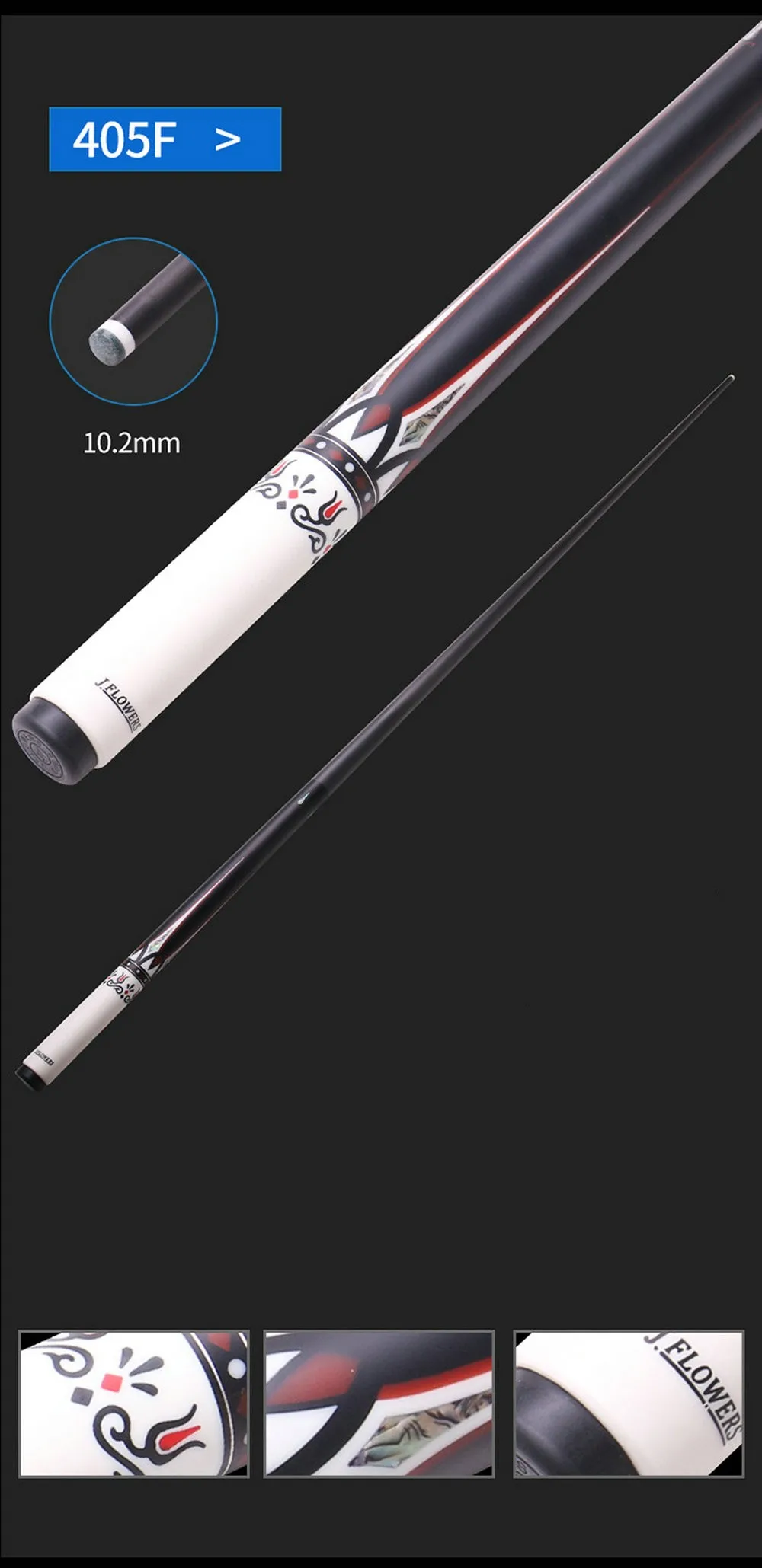 J Flowers JF JSK Series Carbon Fiber Energy Snooker Billiard Pool Cue Stick 10.2mm + Case Holder Set