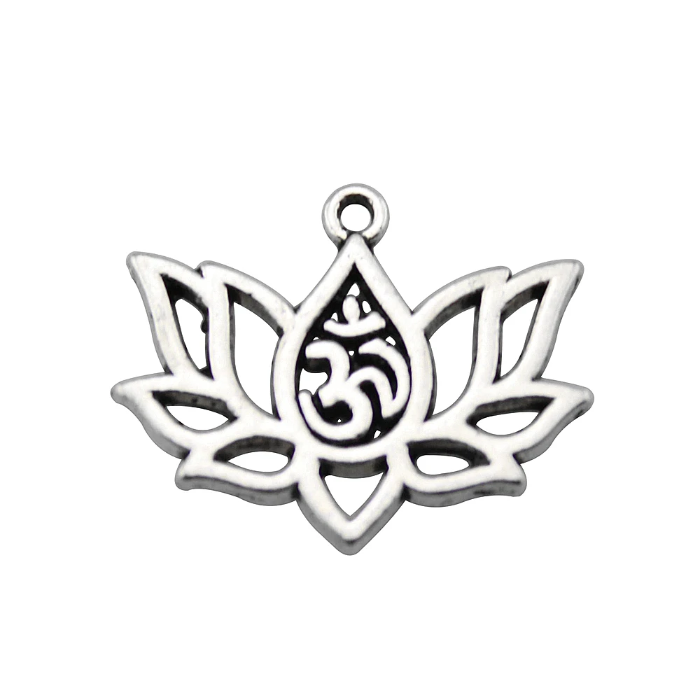 Car Accessories Lotus Yoga Om Charms Jewelry Making Supplies 21x17mm 10pcs