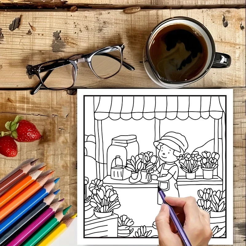 Coloring Book Sweet Relax for Adult Colouring Book, Birthday Day Gift, Back to School Supplies, Adults Cute Drawing Book view 3