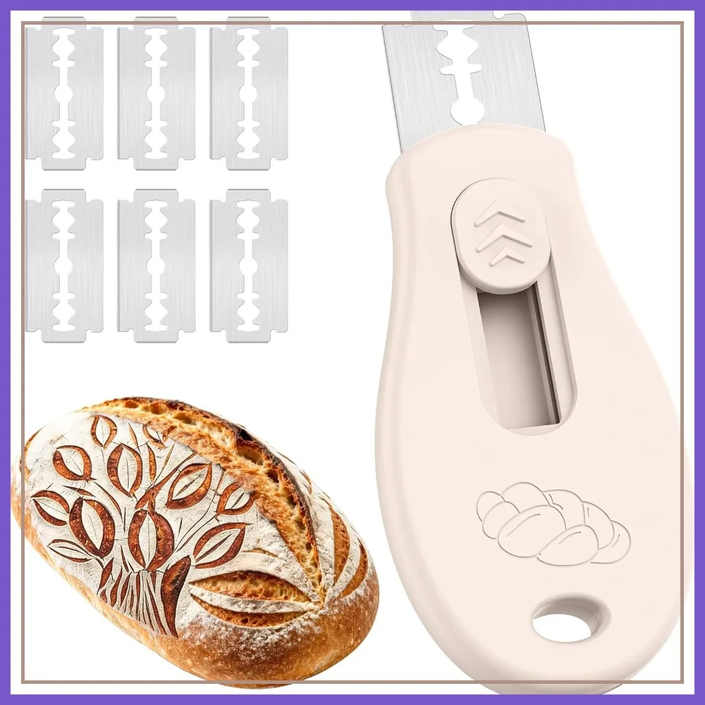 Herramienta para hacer ranuras en pan de masa madre, magnética y extraíble, incluye 5 cuchillas, color beige